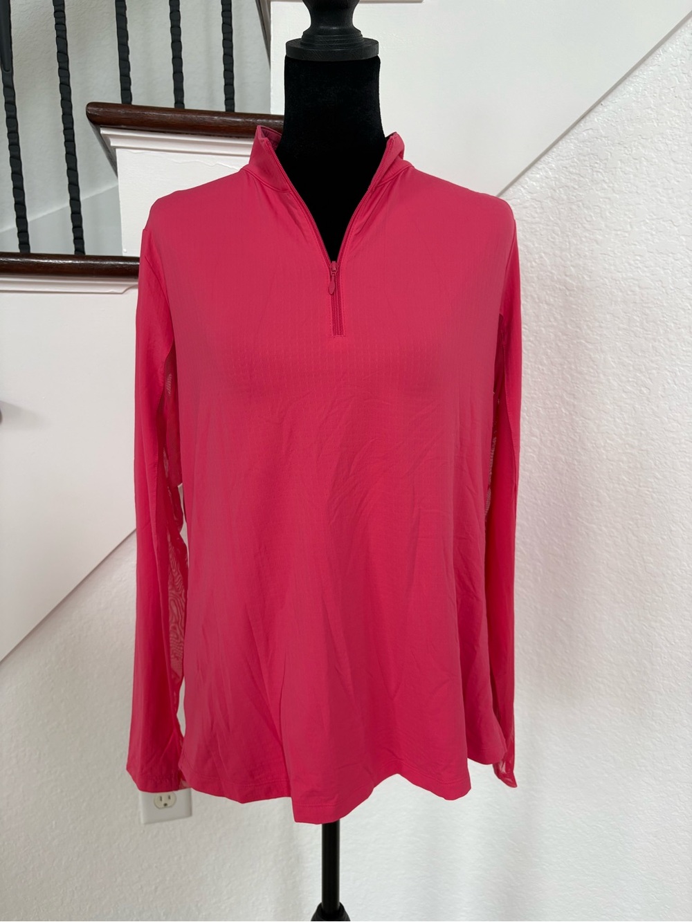 IBKUL Women's Hot Pink Quarter-Zip Long Sleeve Pullover